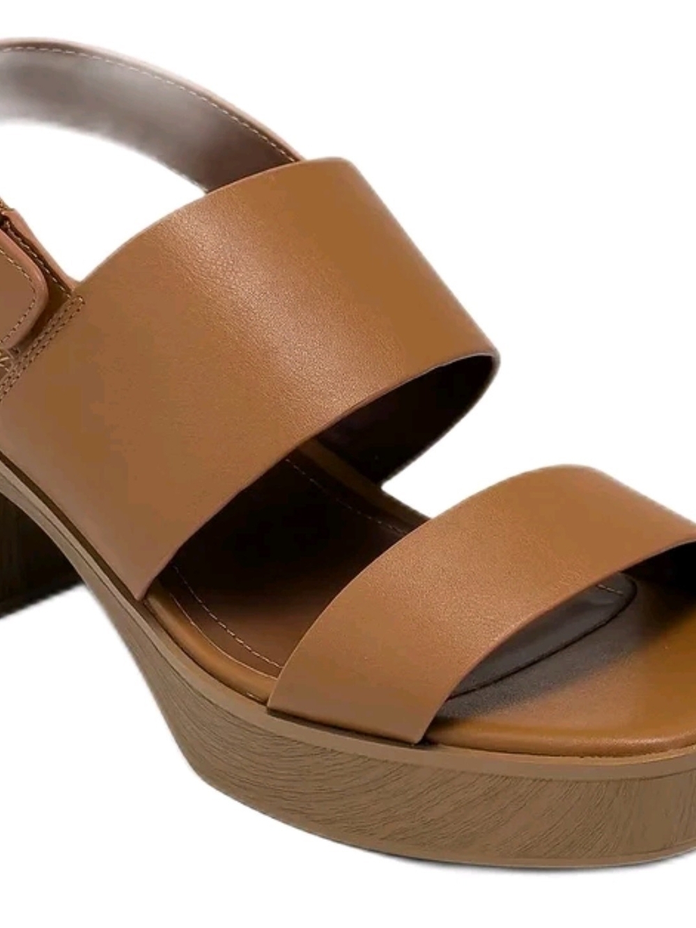 NWT Aerosoles Camilia Tan Faux Leather Platform Sandals Chunky Heel
